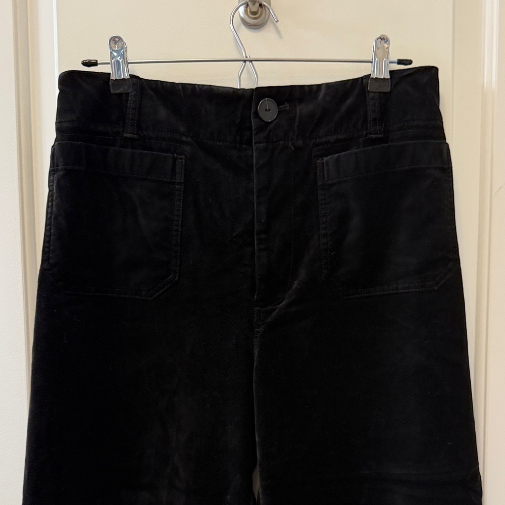 Anthropologie Maeve Colette Black Wide-Leg Velvet Trousers size 30/10